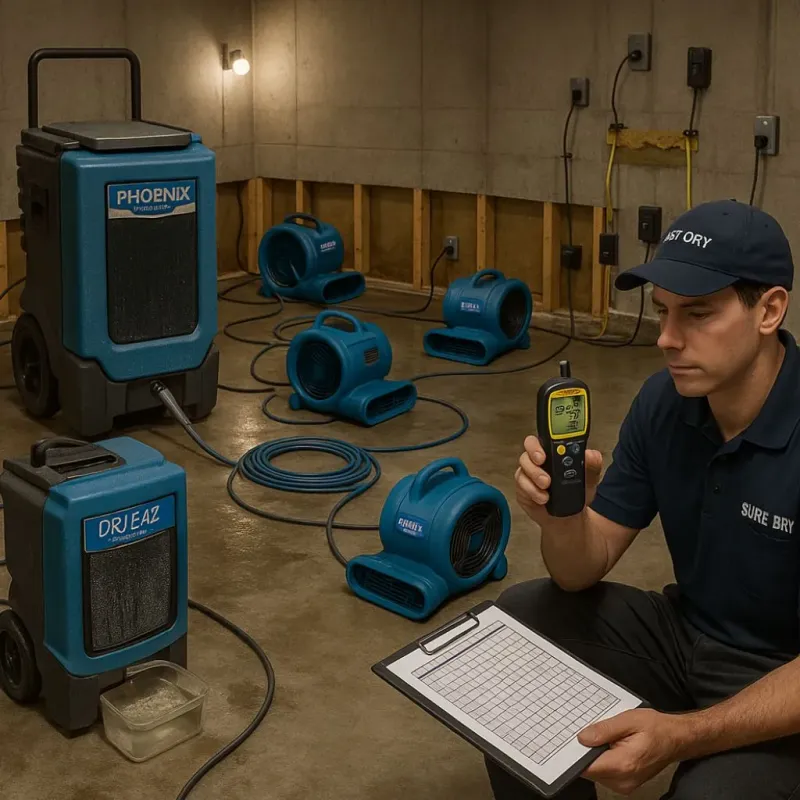 Structural Drying and Dehumidification process in McFarland, CA